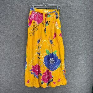 Malagueta Skirt Women 38 Orange Floral Maxi Long Mid Rise Belted Pull On Casual